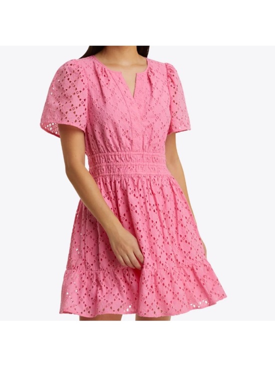 Draper James Dresses & Skirts - Draper James Pink Eyelet Smocked-Waist Mini Dress EUC